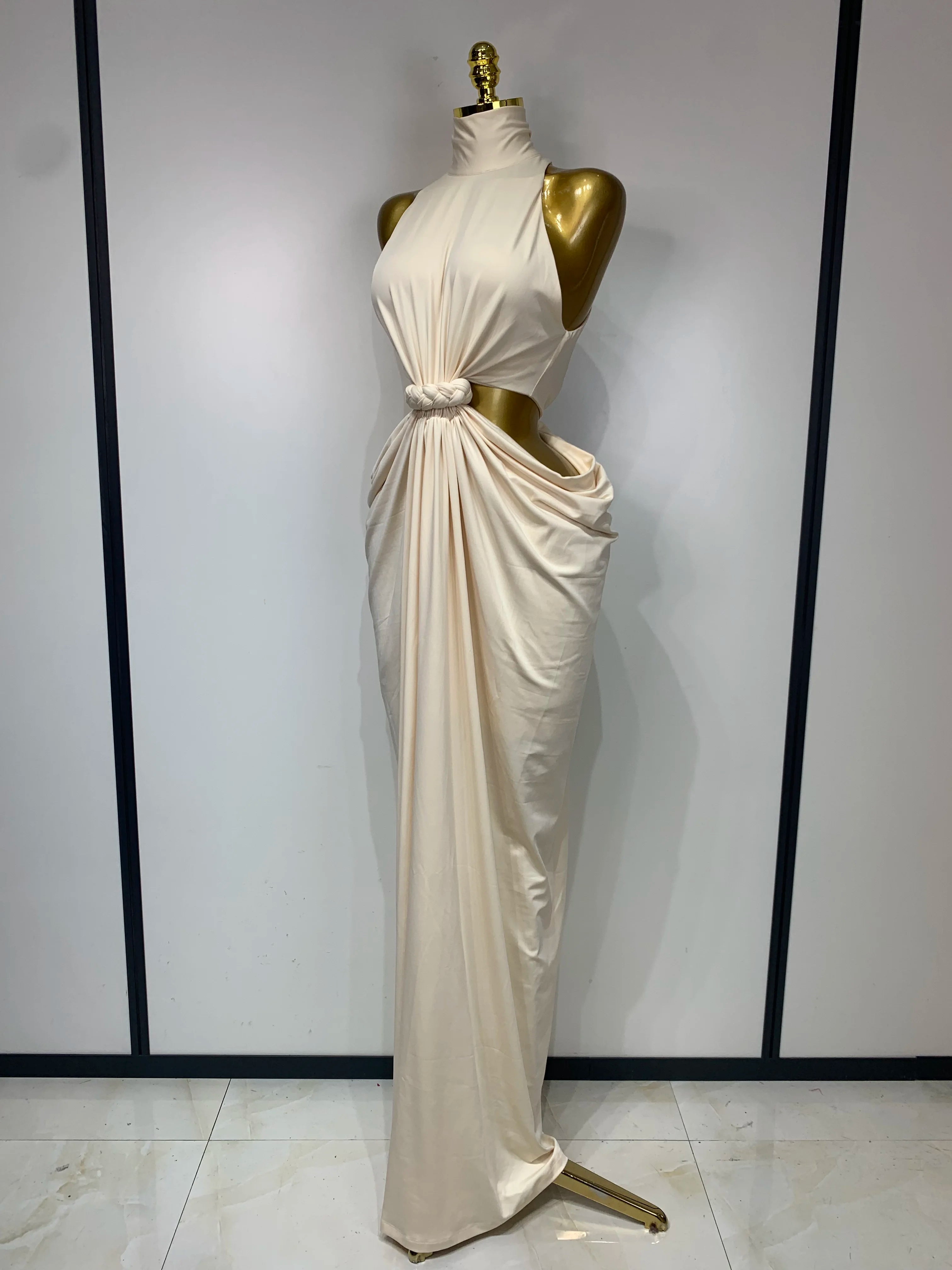 Women Sleeveless Sexy Cut Out Maxi Long Bodycon Dresses Luxury Birthday Evening Party Celebrity Elegant Wedding Guest Dress